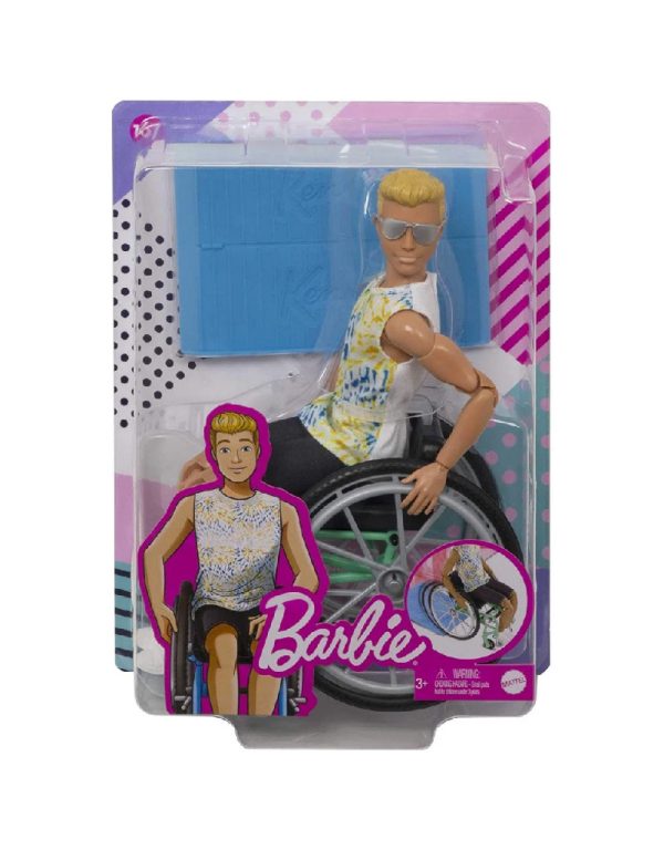 Barbie Fashionistas Ken Doll with Wheelchair دمية كين من باربي فاشونيستا مع كرسي متحرك
