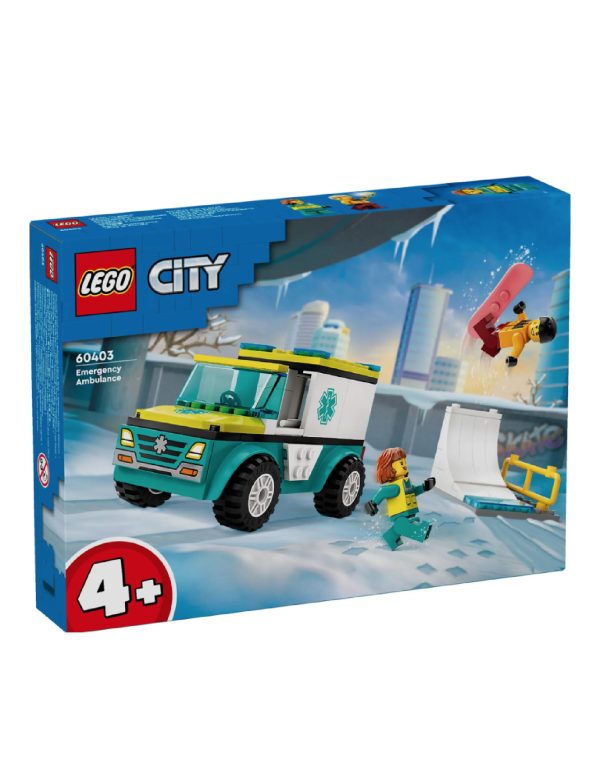 LEGO CITY EMERGENCY AMBULANCE AND SNOWBOARDER  ليجو سيتي(مكعبات)