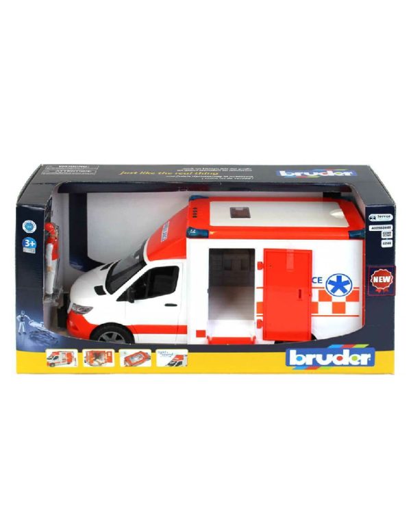 Bruder MB Sprinter Ambulance with Driver and Light + Sound Module سيارة إسعاف برودر مع سائق ووحدة إضاءة وصوت